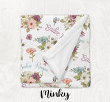 Personalized Vintage Floral Baby Swaddle Baby Girl Coming Home Outfit Custom Floral Baby Blanket Swaddle Blanket Hat Headband Baby Girl Gift
