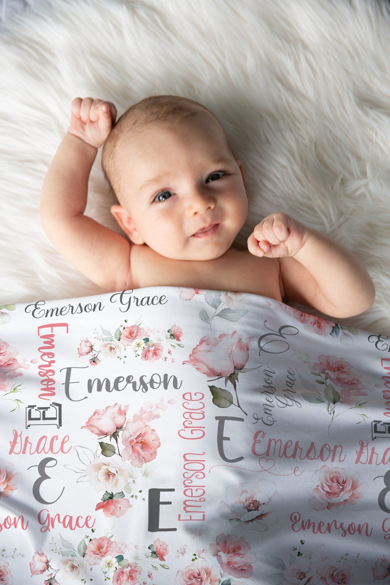 Personalized Baby Blanket/ personalized baby swaddle/ baby swaddle/ hotsell rose blanket