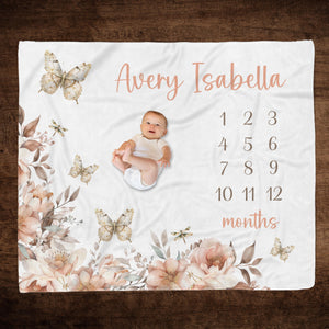 Baby milestones personalized butterfly wooden baby shower gift deals new baby gift