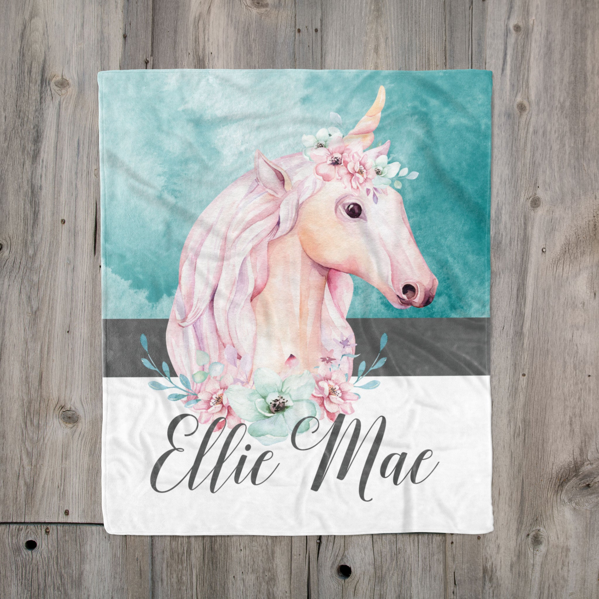 Boho Unicorn Baby Girl Blanket Baby Name Blanket Girl