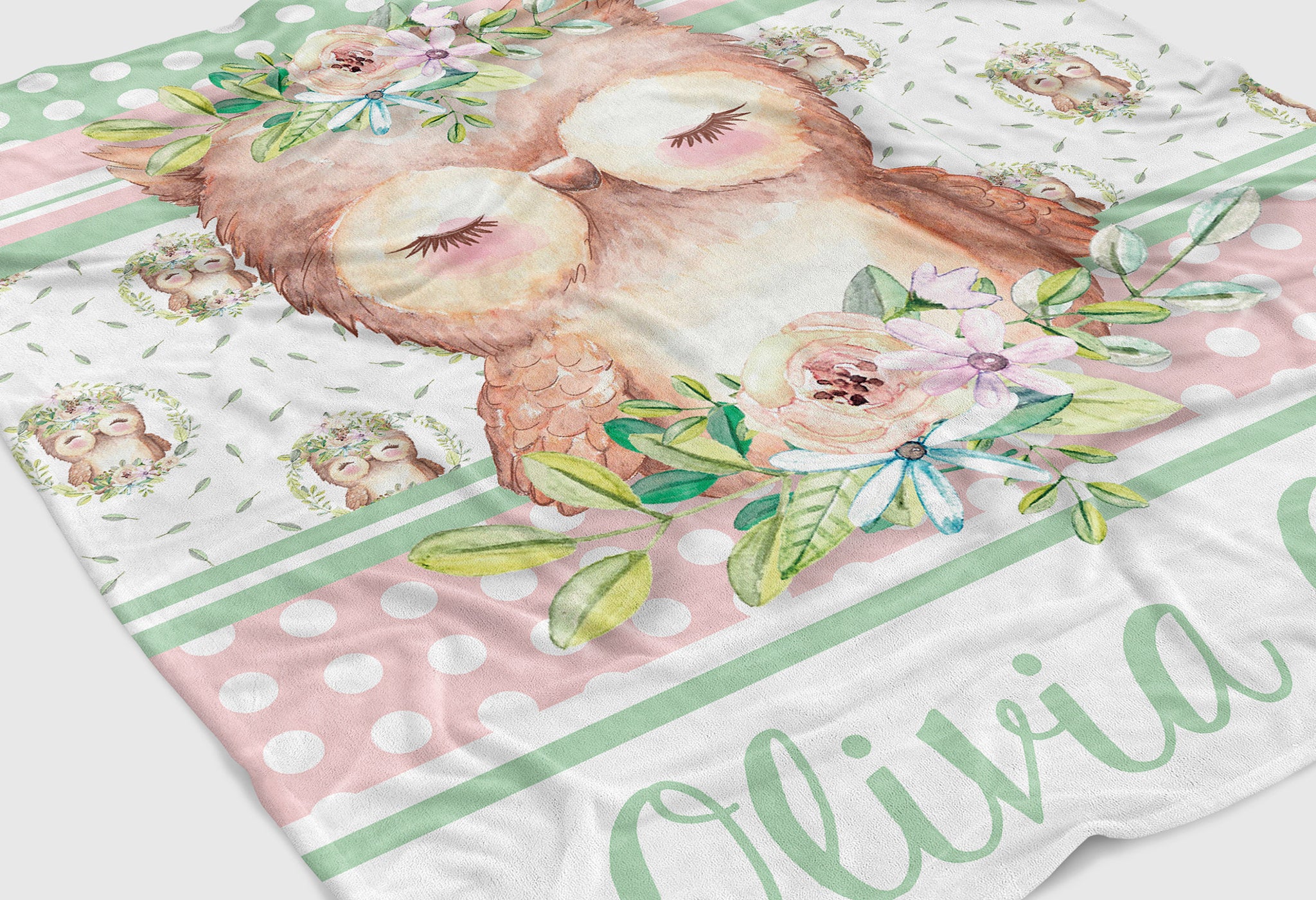 Pink owl outlet baby blanket