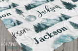 Personalized Baby Boy Mountain Pattern Custom Custom Name Blanket