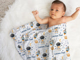 Astronaut Baby Blanket, Outer Space Baby Boy Blanket, Newborn Boy Space Swaddle Blanket, Moon Stars Planets, Personalized Boy Name Blanket