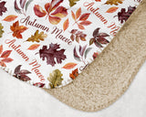 AUTUMN LEAVES Personalized Name Blanket, Baby Girl Fall Leaves Blanket, Custom Name Baby Blanket, Autumn Fall Baby Shower Gift, Baby Gift